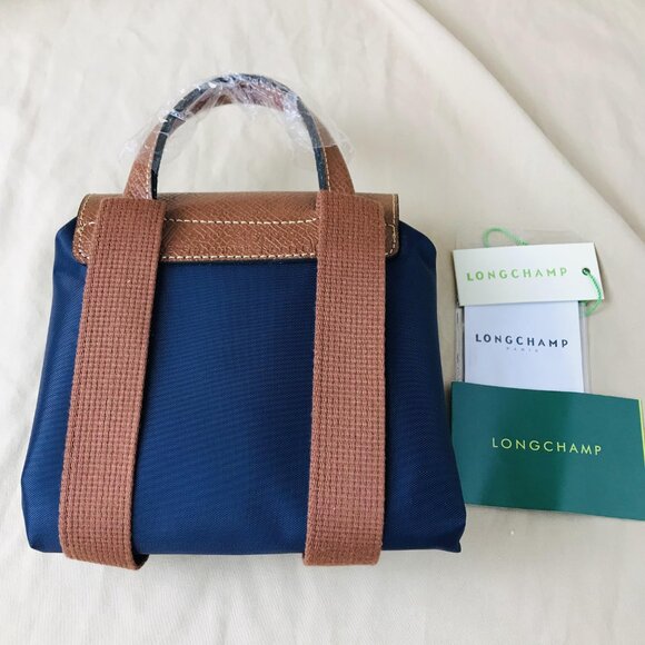 LONGCHAMP Mini Le Pliage Canvas Backpack In Navy Blue - Picture 3 of 13